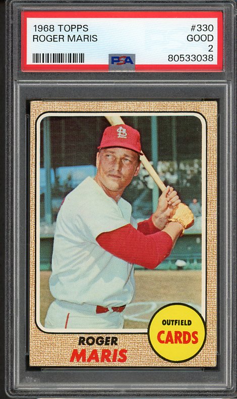 1968 Topps Baseball #330 Roger Maris Cardinals PSA 2 GD 517278