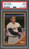 1962 Topps Baseball #300 Willie Mays Giants PSA 2 GD 517297