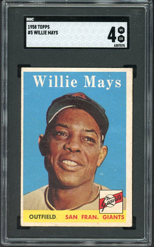 1958 Topps Baseball #005 Willie Mays Giants SGC 4 VG-EX 517311