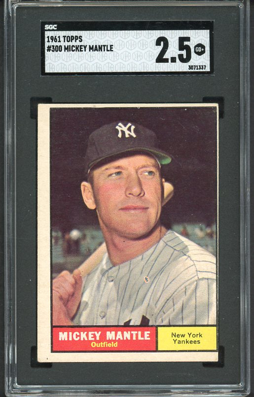 1961 Topps Baseball #300 Mickey Mantle Yankees SGC 2.5 GD+ 517314