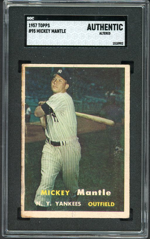 1957 Topps Baseball #095 Mickey Mantle Yankees SGC Auth 517315