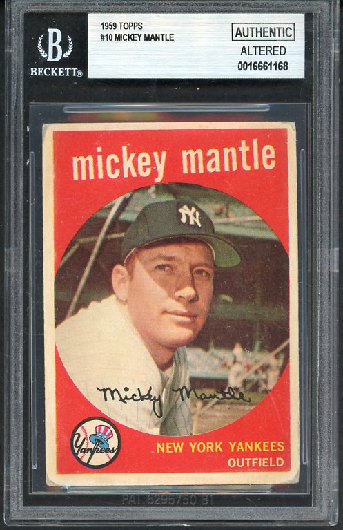 1959 Topps Baseball #010 Mickey Mantle Yankees BVG Auth 517318