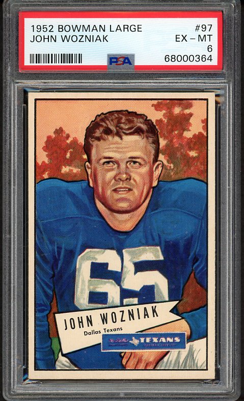 1952 Bowman Large Football #097 John Wozniak Texans PSA 6 EX-MT 517320