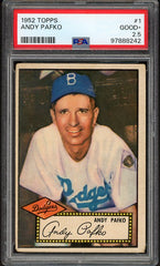 1952 Topps Baseball #001 Andy Pafko Dodgers PSA 2.5 GD+ Red 517342