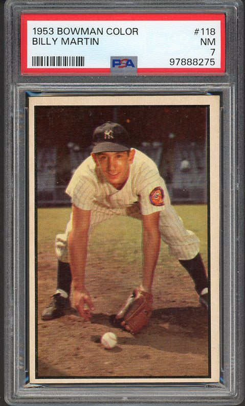 1953 Bowman Color Baseball #119 Billy Martin Yankees PSA 7 NM 517347