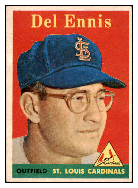 1958 Topps Baseball #060 Del Ennis Cardinals VG-EX Yellow Letter 517421