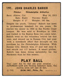 1940 Play Ball #191 John Babich A's VG 517454