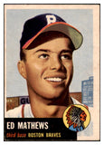 1953 Topps Baseball #037 Eddie Mathews Braves VG-EX 517595