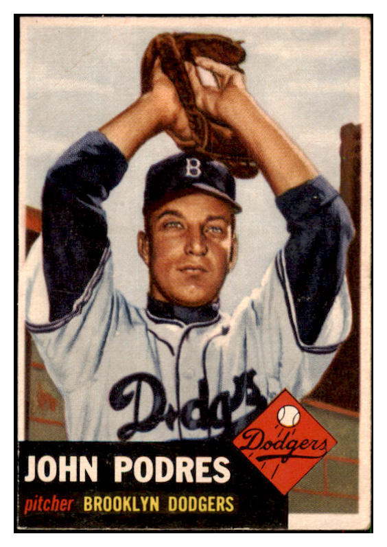 1953 Topps Baseball #263 Johnny Podres Dodgers VG-EX 517597