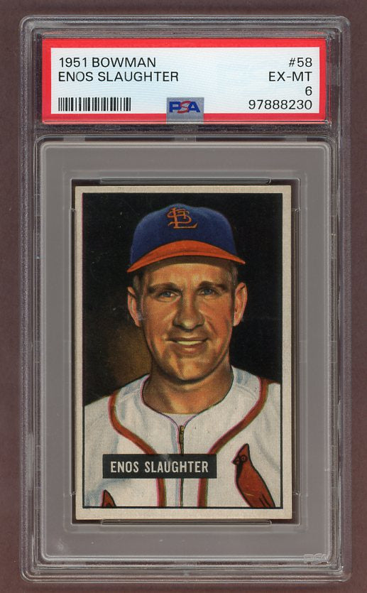 1951 Bowman Baseball #058 Enos Slaughter Cardinals PSA 6 EX-MT 517680