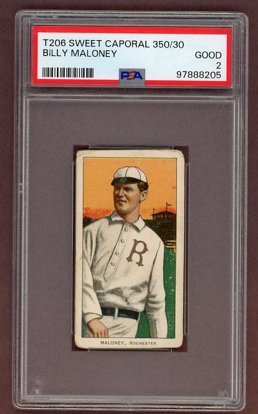 1909-11 T206 T 206 Billy Maloney Rochester PSA 2 GD 517684