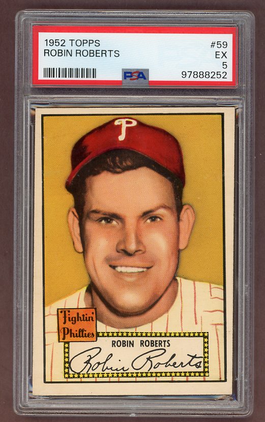 1952 Topps Baseball #059 Robin Roberts Phillies PSA 5 EX Red 517687