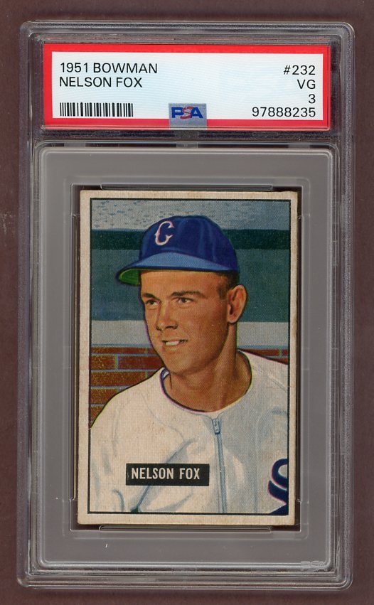 1951 Bowman Baseball #232 Nellie Fox White Sox PSA 3 VG 517713