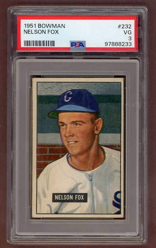 1951 Bowman Baseball #232 Nellie Fox White Sox PSA 3 VG 517715