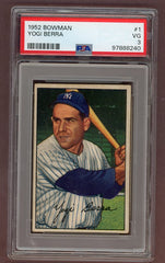 1952 Bowman Baseball #001 Yogi Berra Yankees PSA 3 VG 517720