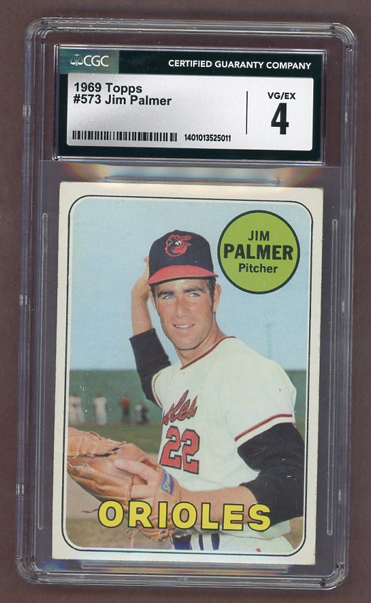 1969 Topps Baseball #573 Jim Palmer Orioles CGC 4 VG-EX 517727