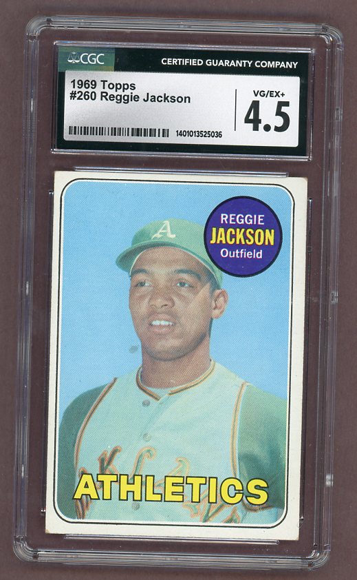 1969 Topps Baseball #260 Reggie Jackson A's CGC 4.5 VG-EX+ 517736