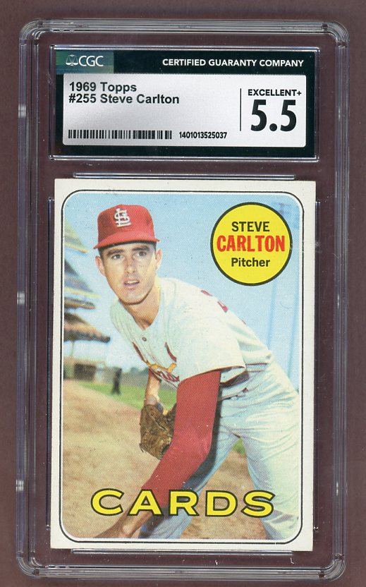 1969 Topps Baseball #255 Steve Carlton Cardinals CGC 5.5 EX+ 517737