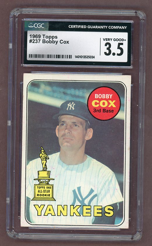 1969 Topps Baseball #237 Bobby Cox Yankees CGC 3.5 VG+ 517739