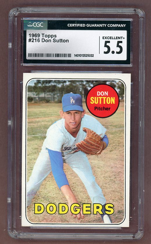 1969 Topps Baseball #216 Don Sutton Dodgers CGC 5.5 EX+ 517741