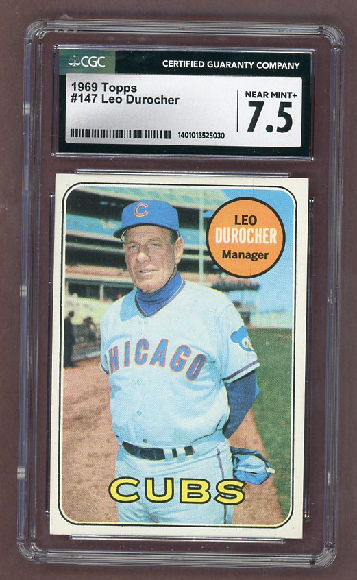 1969 Topps Baseball #147 Leo Durocher Cubs CGC 7.5 NM+ 517743