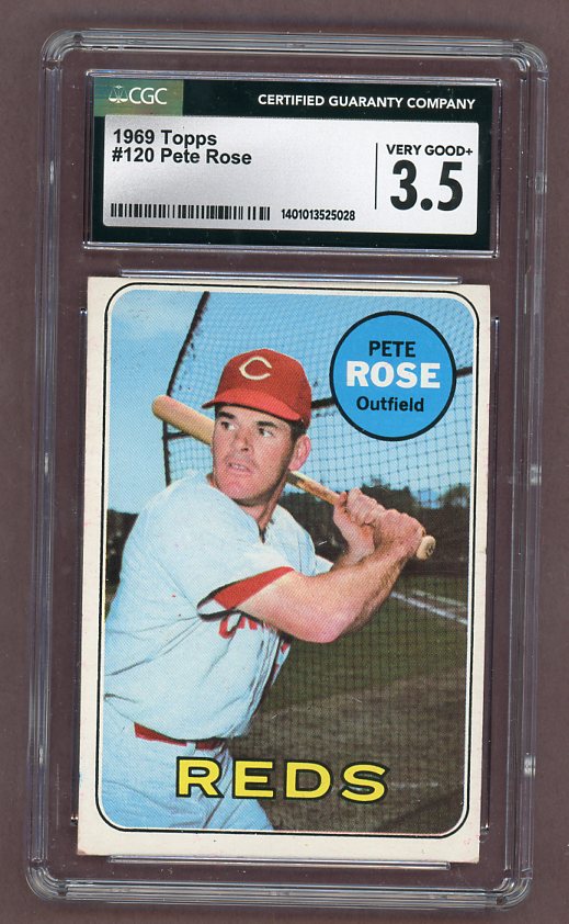 1969 Topps Baseball #120 Pete Rose Reds CGC 3.5 VG+ 517744