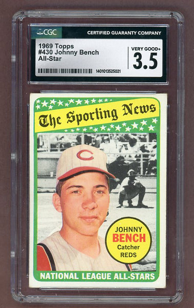 1969 Topps Baseball #430 Johnny Bench A.S Reds CGC 3.5 VG+ 517765