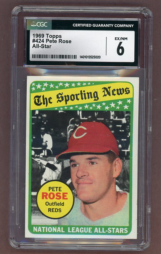 1969 Topps Baseball #424 Pete Rose A.S. Reds CGC 6 EX-MT 517766