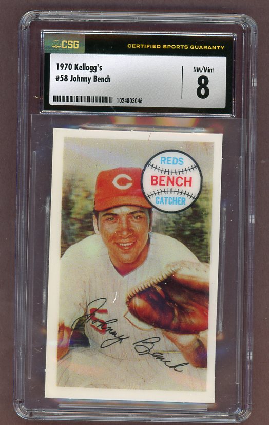 1970 Kelloggs Baseball #058 Johnny Bench Reds CSG 8 NM/MT 517782