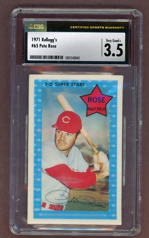 1971 Kelloggs Baseball #065 Pete Rose Reds CSG 3.5 VG+ 517790