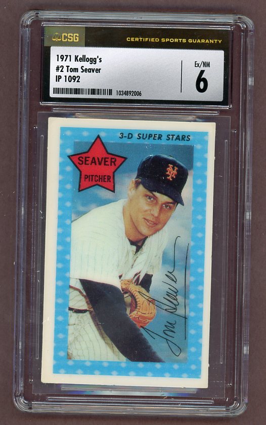 1971 Kelloggs Baseball #002 Tom Seaver Mets CSG 6 EX-MT IP 1092 517792