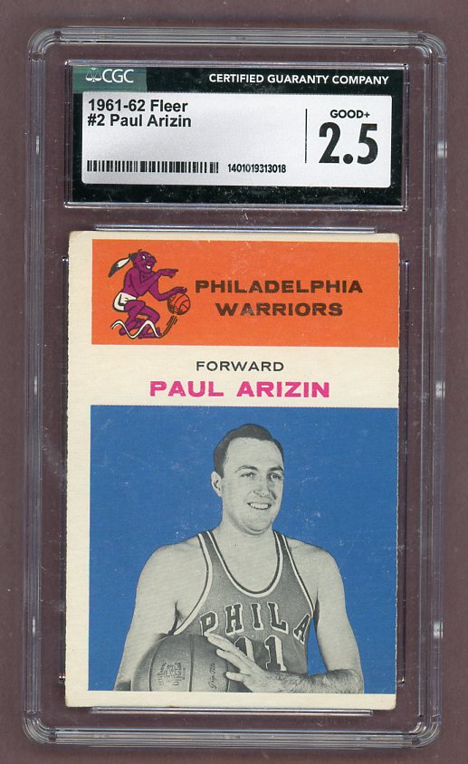 1961 Fleer Basketball #002 Paul Arizin Warriors CGC 2.5 GD+ 517805