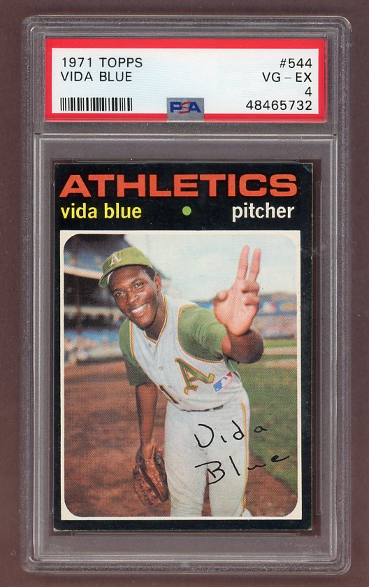 1971 Topps Baseball #544 Vida Blue A's PSA 4 VG-EX 517845