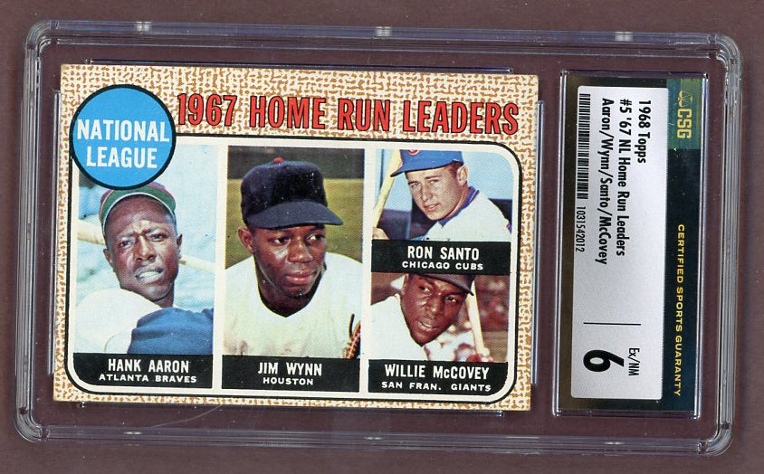 1968 Topps Baseball #005 N.L. Home Run Leaders Hank Aaron CSG 6 EX-MT 517854