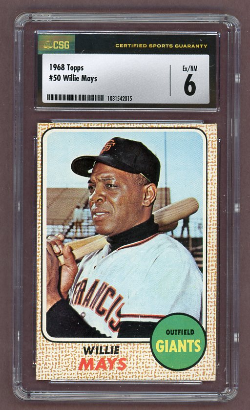 1968 Topps Baseball #050 Willie Mays Giants CSG 6 EX-MT 517859