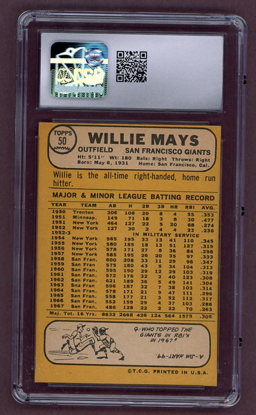 1968 Topps Baseball #050 Willie Mays Giants CSG 6 EX-MT 517859