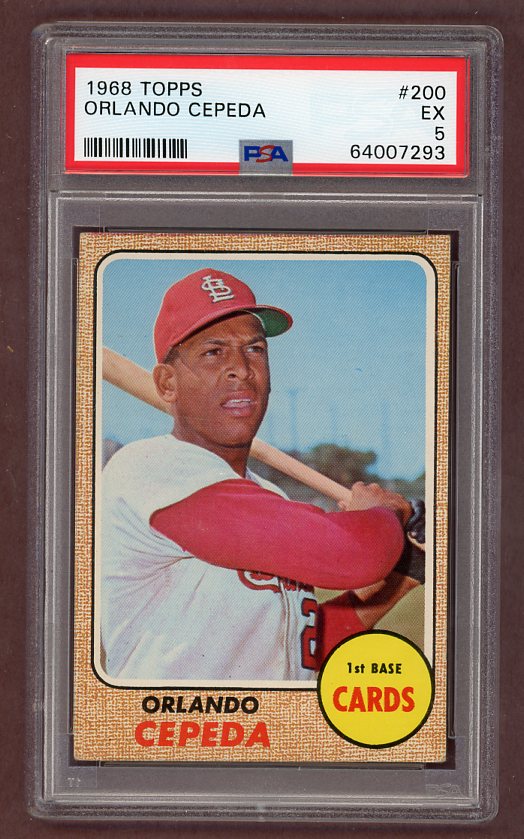 1968 Topps Baseball #200 Orlando Cepeda Cardinals PSA 5 EX 517866