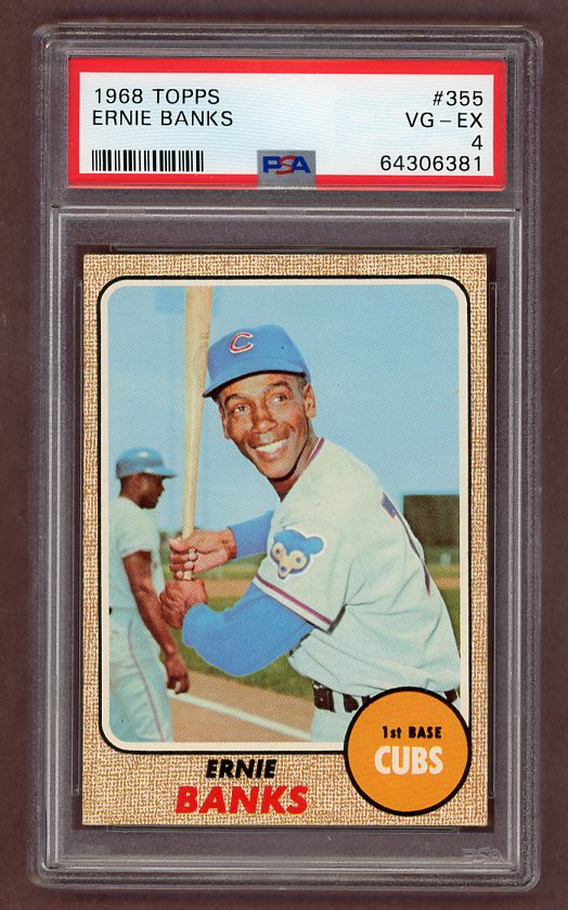 1968 Topps Baseball #355 Ernie Banks Cubs PSA 4 VG-EX 517878