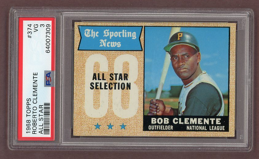 1968 Topps Baseball #374 Roberto Clemente A.S. Pirates PSA 3 VG 517879