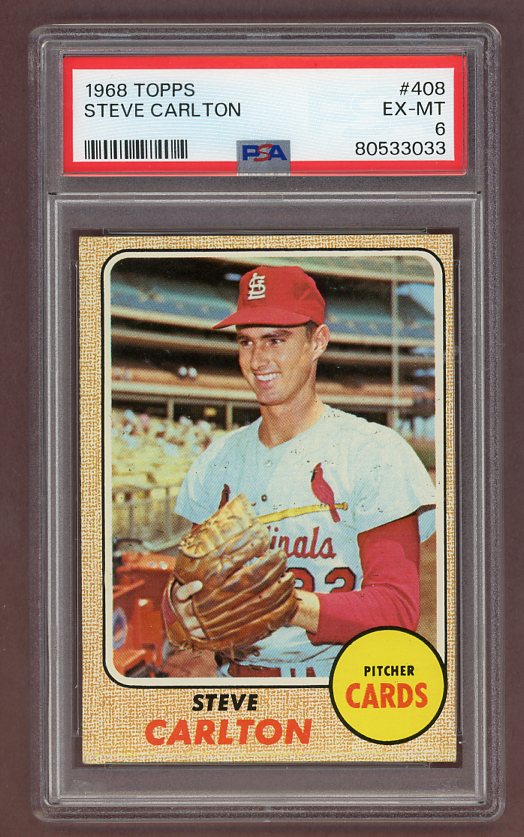 1968 Topps Baseball #408 Steve Carlton Cardinals PSA 6 EX-MT 517880