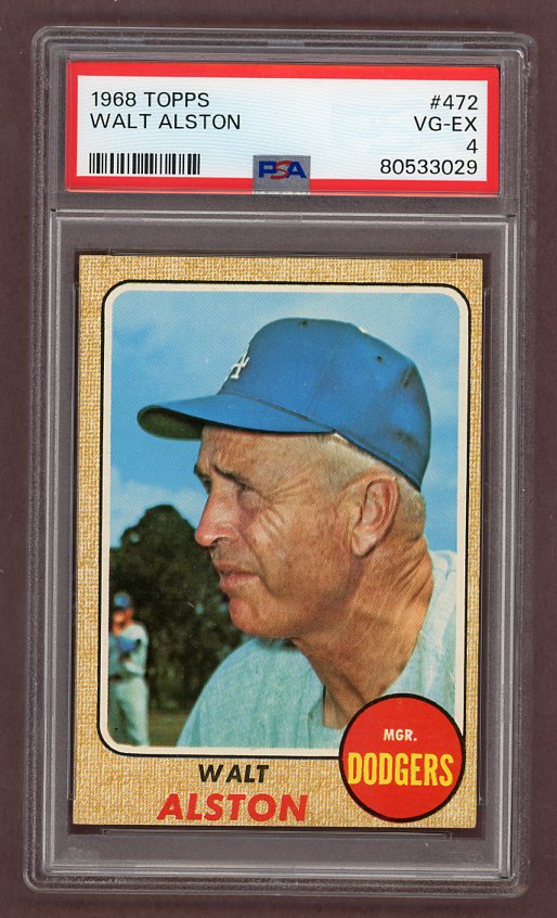 1968 Topps Baseball #472 Walt Alston Dodgers PSA 4 VG-EX 517883