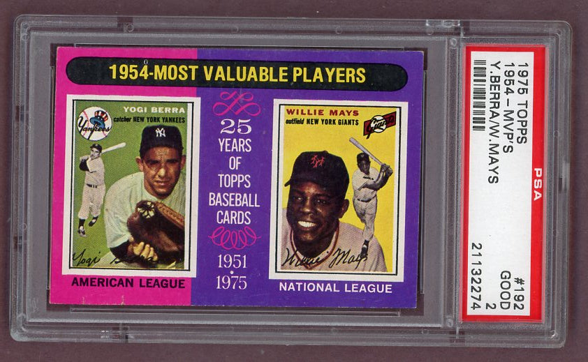 1975 Topps Baseball #192 Yogi Berra Willie Mays PSA 2 GD 517889