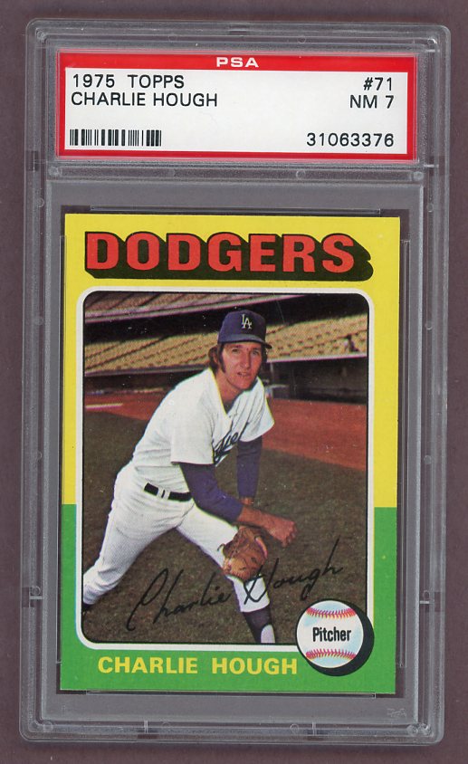 1975 Topps Baseball #71 Charlie Hough Dodgers PSA 7 NM 517929