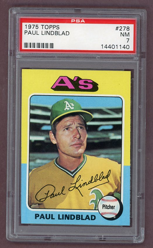 1975 Topps Baseball #278 Paul Lindblad A's PSA 7 NM 517944