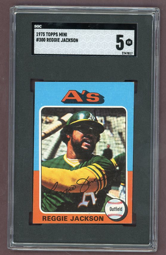 1975 Topps Mini Baseball #300 Reggie Jackson A's SGC 5 EX 517952