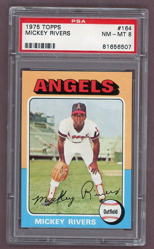 1975 Topps Baseball #164 Mickey Rivers Angels PSA 8 NM/MT 517965