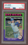 1975 Topps Baseball #175 Don Money Brewers PSA 7 NM 517968