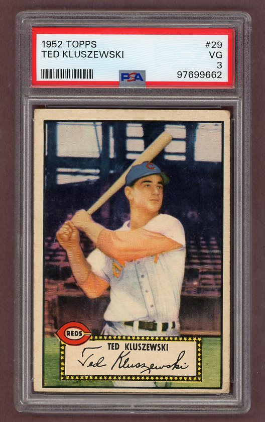 1952 Topps Baseball #029 Ted Kluszewski Reds PSA 3 VG Red 517979