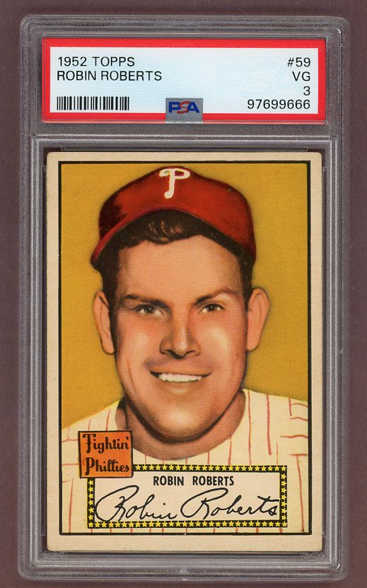 1952 Topps Baseball #059 Robin Roberts Phillies PSA 3 VG Red 517982