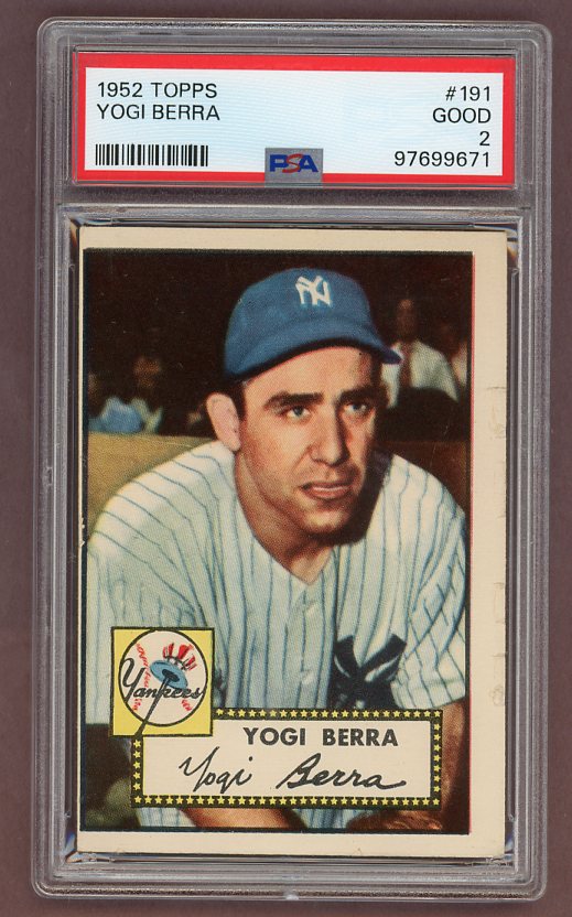 1952 Topps Baseball #191 Yogi Berra Yankees PSA 2 GD 517990